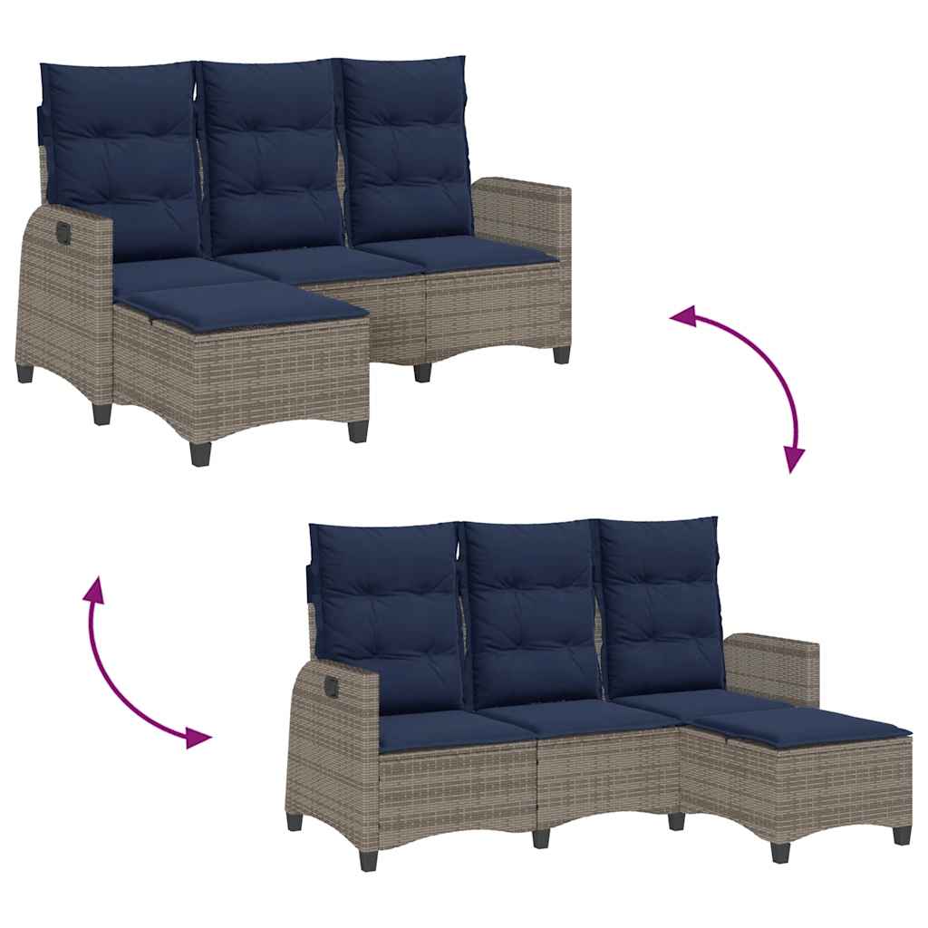 Verstelbare Tuinbank Met Kussens L-Vormig Poly Rattan