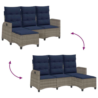 Verstelbare Tuinbank Met Kussens L-Vormig Poly Rattan