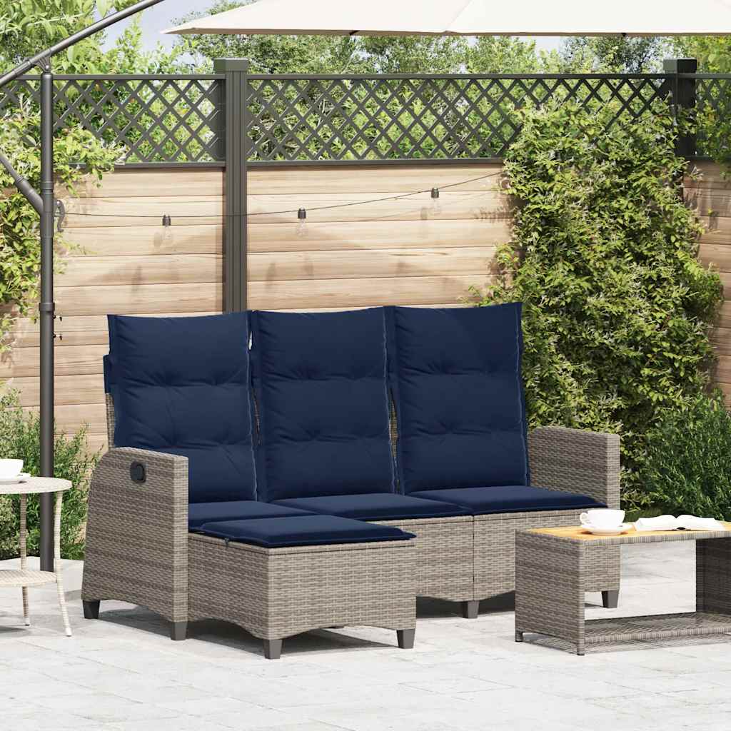 Verstelbare Tuinbank Met Kussens L-Vormig Poly Rattan