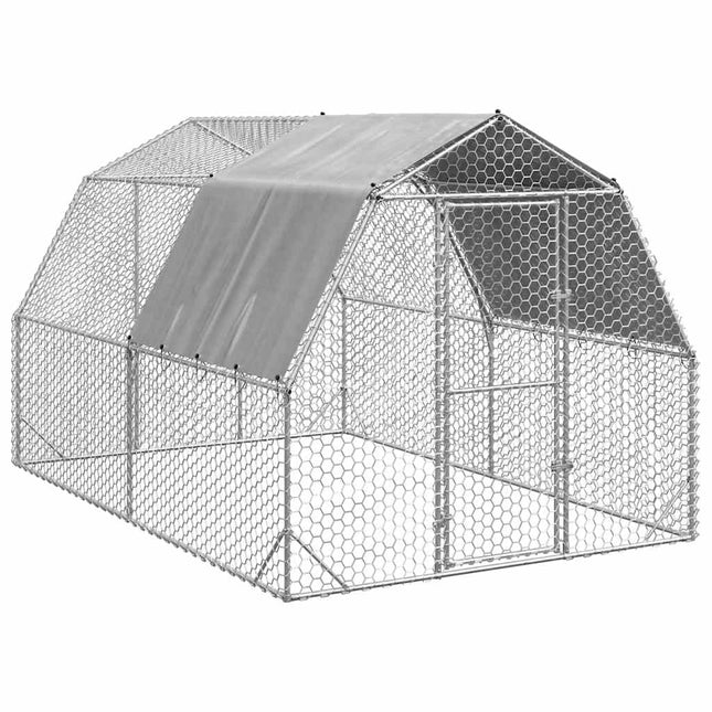 Kippenren Met Dak 2,5X12X2,25 M Gegalvaniseerd Staal