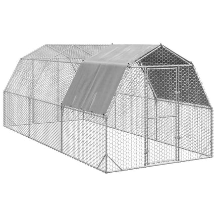 Kippenren Met Dak 2,5X12X2,25 M Gegalvaniseerd Staal