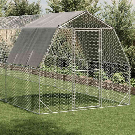 Kippenren Met Dak 2,5X12X2,25 M Gegalvaniseerd Staal