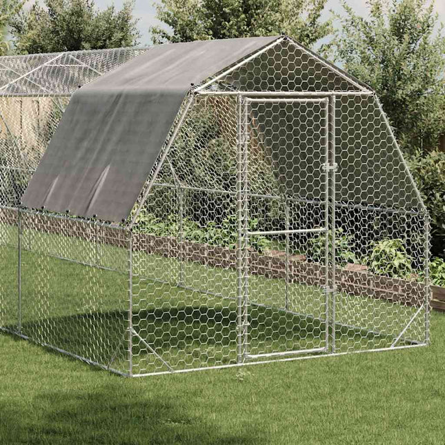 Kippenren Met Dak 2,5X12X2,25 M Gegalvaniseerd Staal