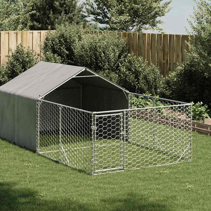 Hondenkennel Met Ren 5X2X1,5 M Gegalvaniseerd Staal