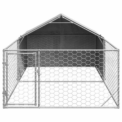 Hondenkennel Met Ren 5X2X1,5 M Gegalvaniseerd Staal