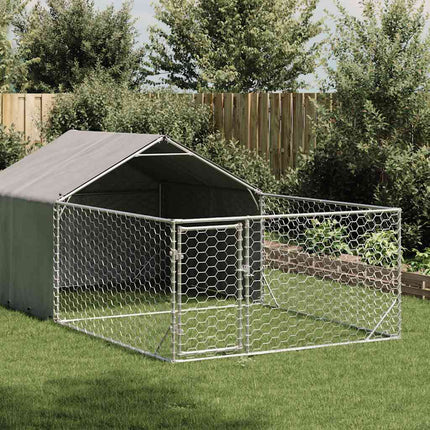 Hondenkennel Met Ren 5X2X1,5 M Gegalvaniseerd Staal
