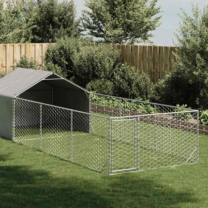 Hondenkennel Met Ren 5X2X1,5 M Gegalvaniseerd Staal