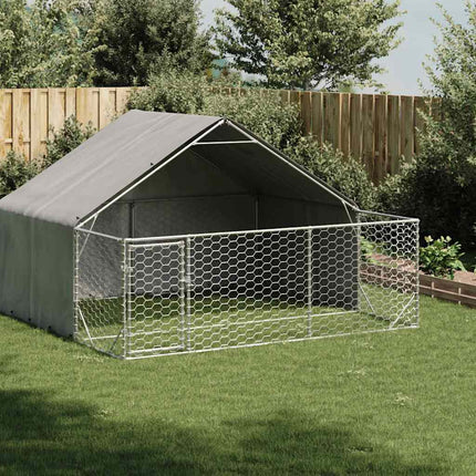 Hondenkennel Met Ren 5X2X1,5 M Gegalvaniseerd Staal