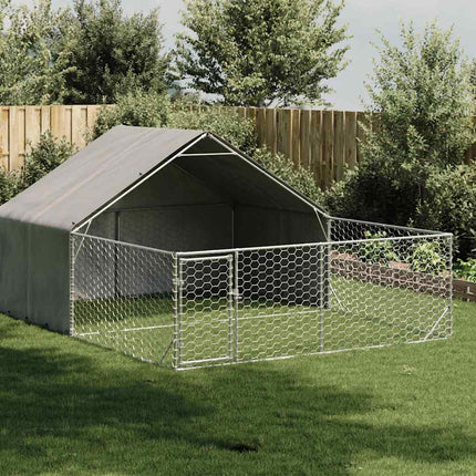 Hondenkennel Met Ren 5X2X1,5 M Gegalvaniseerd Staal