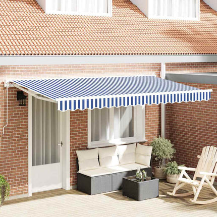 Luifeldoek 3X2,5 M Canvas Blauw En Wit