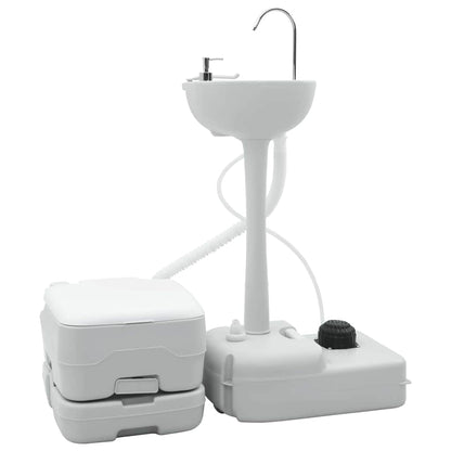 Camping Toilet 2 pcs Grijs en Wit Hoogwaardig polyethyleen