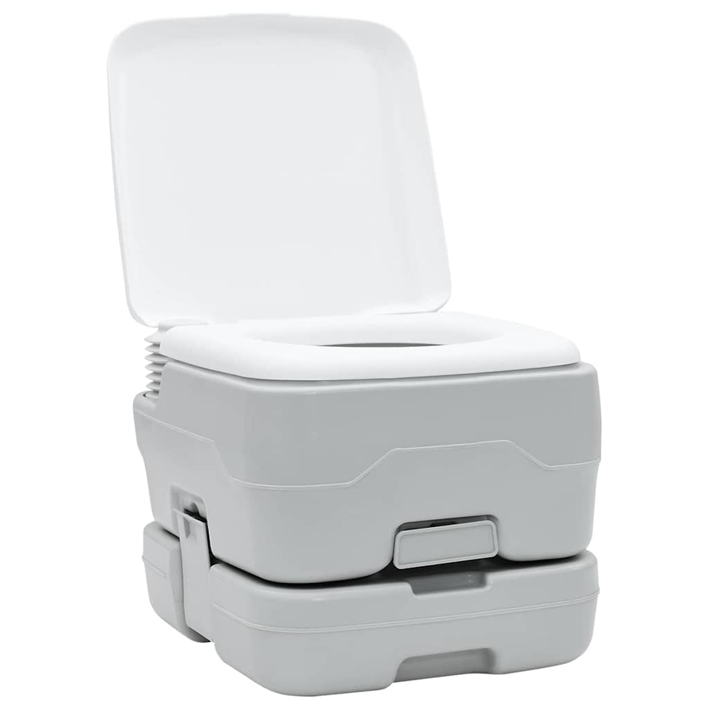 Camping Toilet 2 pcs Grijs en Wit Hoogwaardig polyethyleen