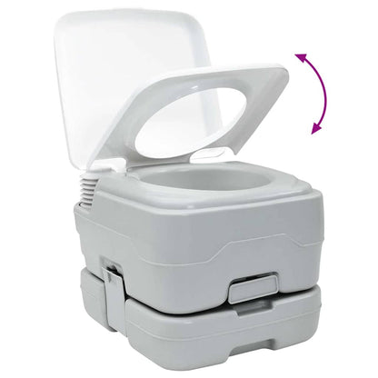 Camping Toilet 2 pcs Grijs en Wit Hoogwaardig polyethyleen
