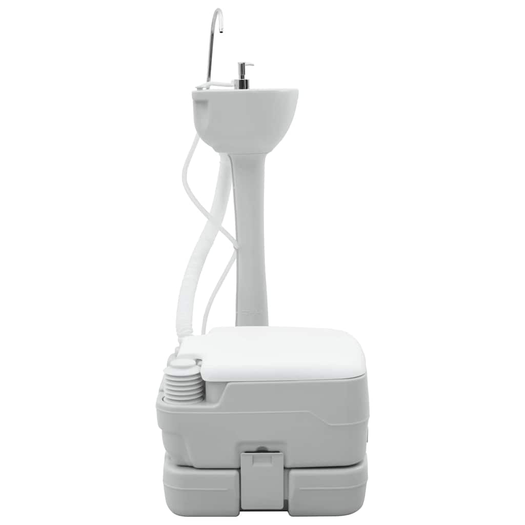 Camping Toilet 2 pcs Grijs en Wit Hoogwaardig polyethyleen