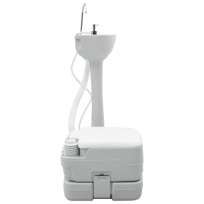 Camping Toilet 2 pcs Grijs en Wit Hoogwaardig polyethyleen