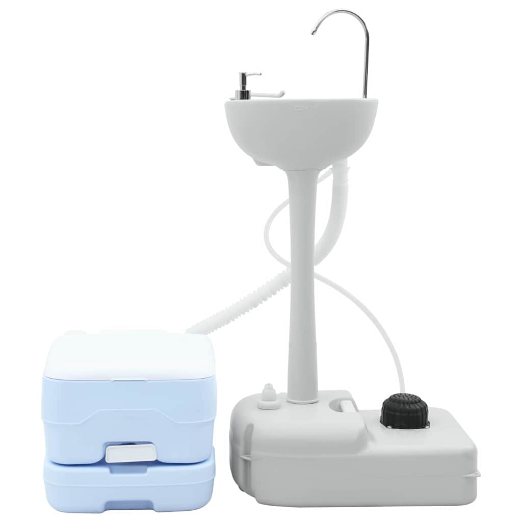 Camping Toilet 2 pcs Blauw en Wit Hoogwaardig polyethyleen