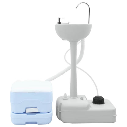 Camping Toilet 2 pcs Blauw en Wit Hoogwaardig polyethyleen