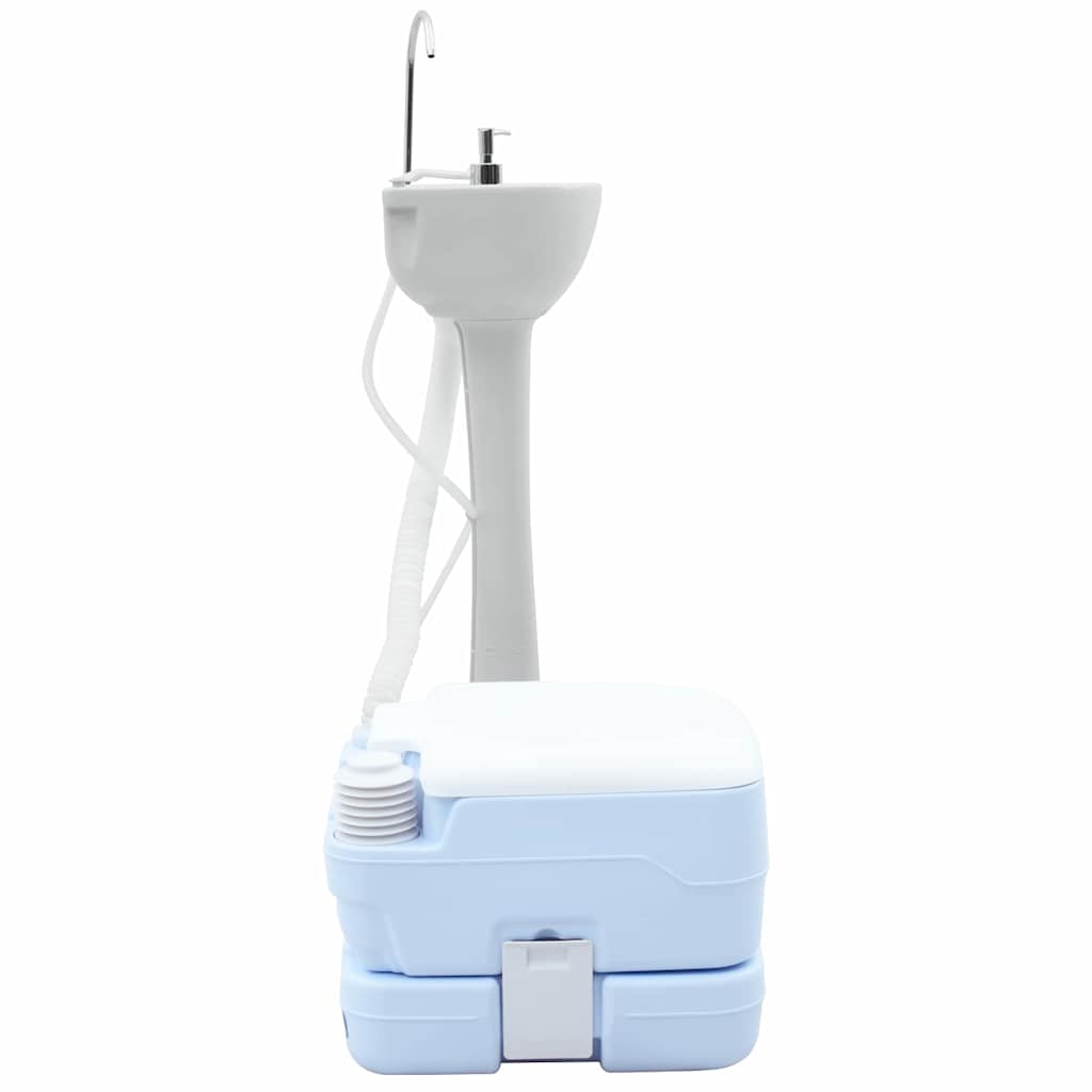 Camping Toilet 2 pcs Blauw en Wit Hoogwaardig polyethyleen
