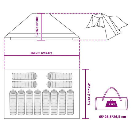 Tipi Tent Met Dak Met Opslag 660 X 456 X 200 Cm Taft