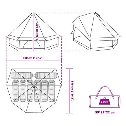 Tipi Tent Met Dak Met Opslag 400 X 346 X 250 Cm Taft