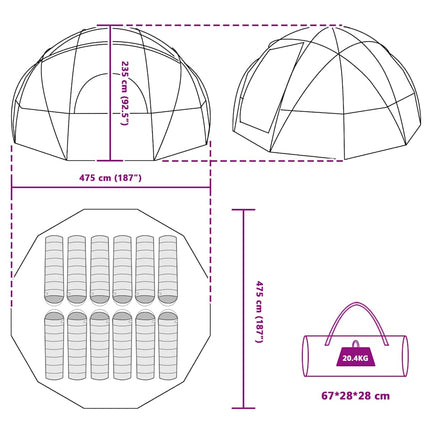 Koepeltent Met Dak Met Opslag 475 X 475 X 235 Cm Taft