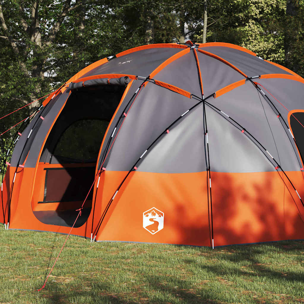 Camping Tent Grijs en oranje 475 x 475 x 235 cm Polyester