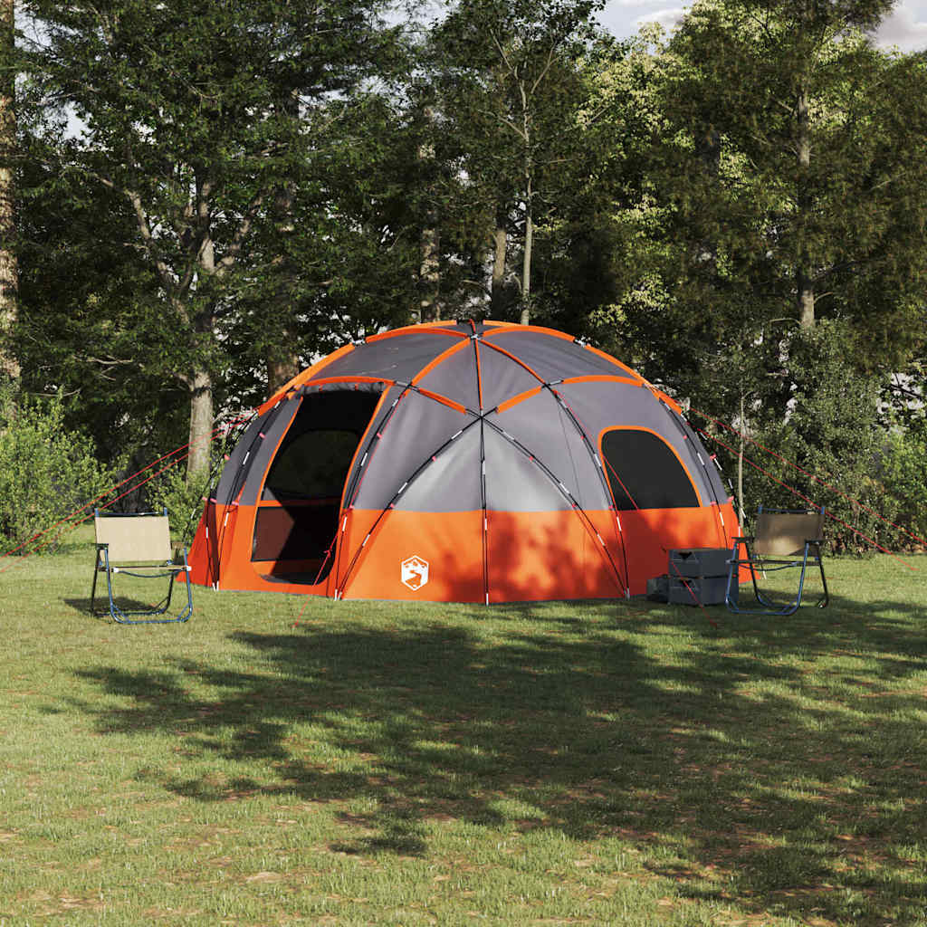Camping Tent Grijs en oranje 475 x 475 x 235 cm Polyester