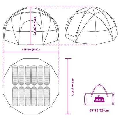 Camping Tent Grijs en oranje 475 x 475 x 235 cm Polyester