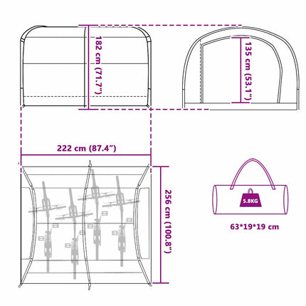 Fietstent Met Dak Met Opslag 256 X 222 X 182 Cm Taft