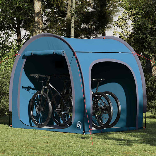 Fietstent met dak met opslag Blauw 218 x 156 x 180 cm