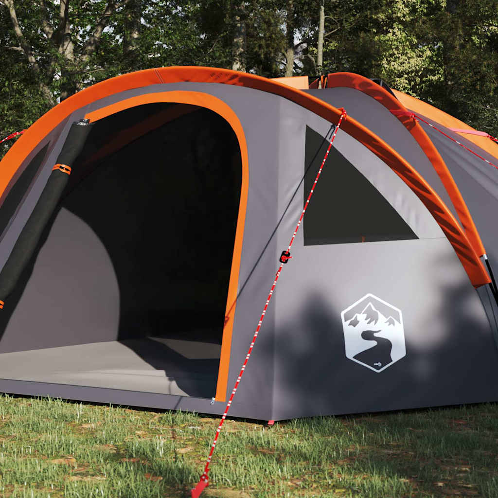 Camping Tent Grijs en oranje 308 x 268 x 130 cm Polyester