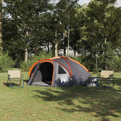 Camping Tent Grijs en oranje 308 x 268 x 130 cm Polyester