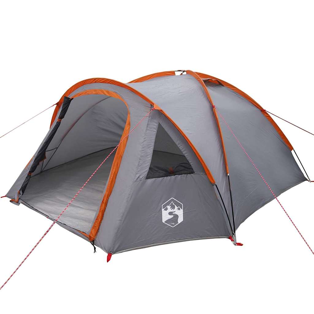 Camping Tent Grijs en oranje 308 x 268 x 130 cm Polyester