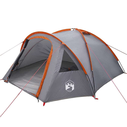 Camping Tent Grijs en oranje 308 x 268 x 130 cm Polyester