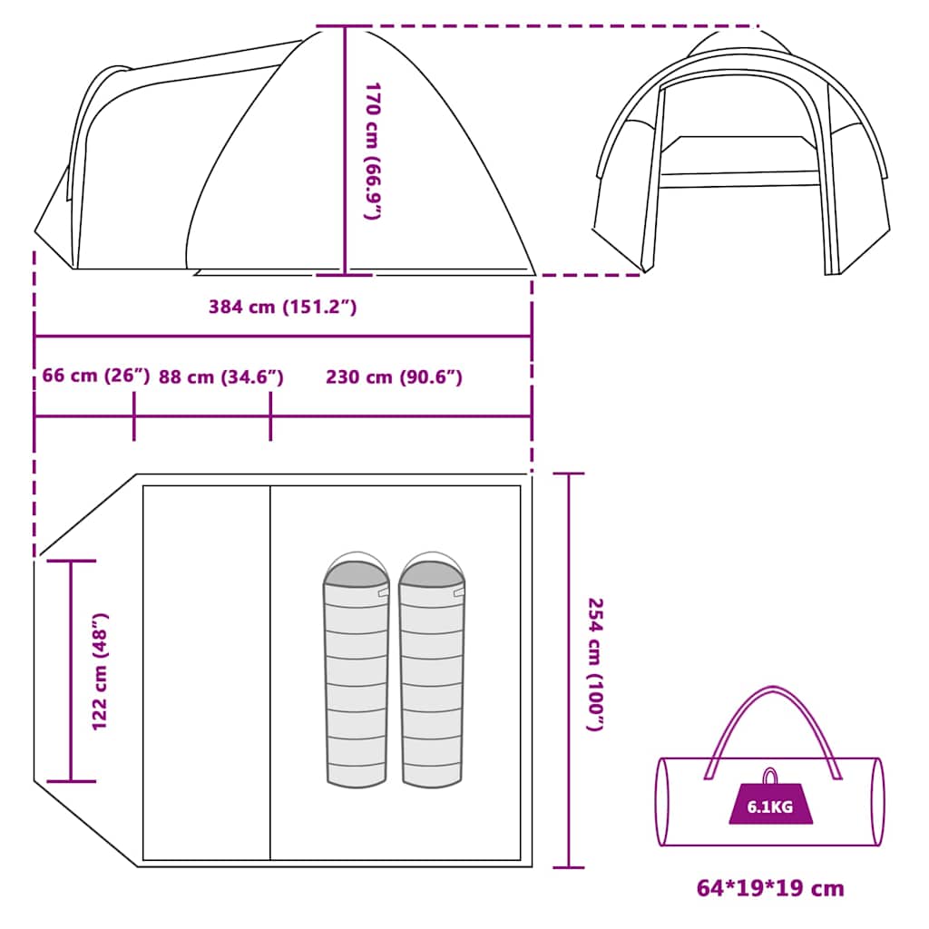 Koepeltent Koepel Met Dak Met Opslag 384 X 254 X 170 Cm