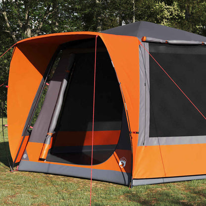 Camping Tent Grijs en oranje 420 x 420 x 227 cm Polyester