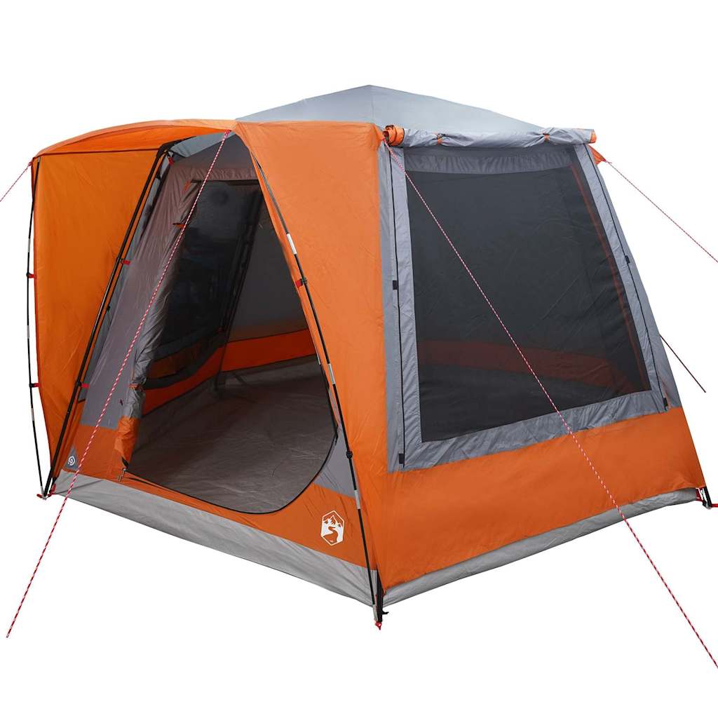 Camping Tent Grijs en oranje 420 x 420 x 227 cm Polyester