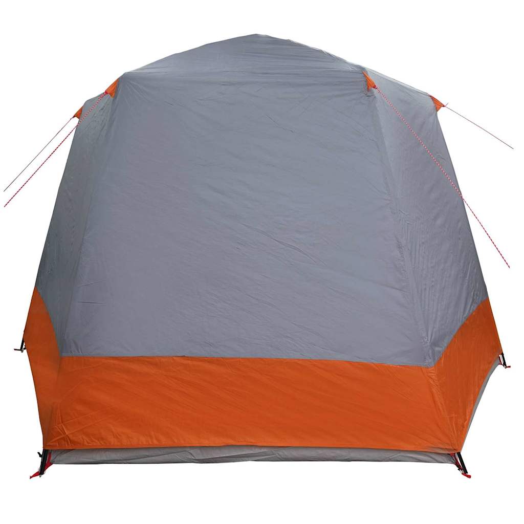Camping Tent Grijs en oranje 420 x 420 x 227 cm Polyester
