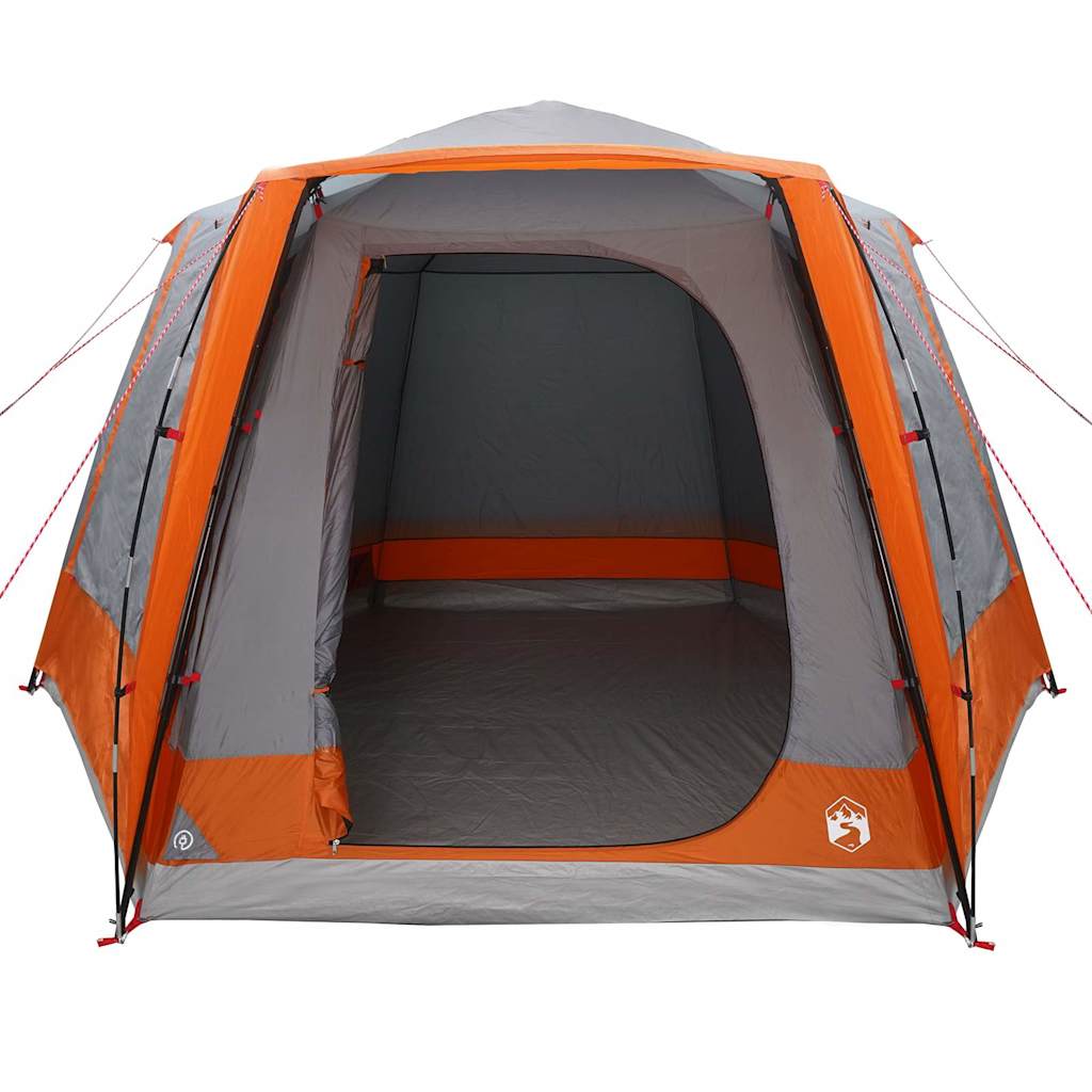 Camping Tent Grijs en oranje 420 x 420 x 227 cm Polyester