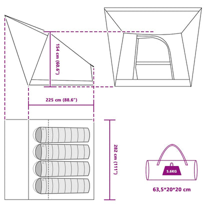Camping Tent met dak Grijs en Oranje 282 x 225 x 154 cm taft
