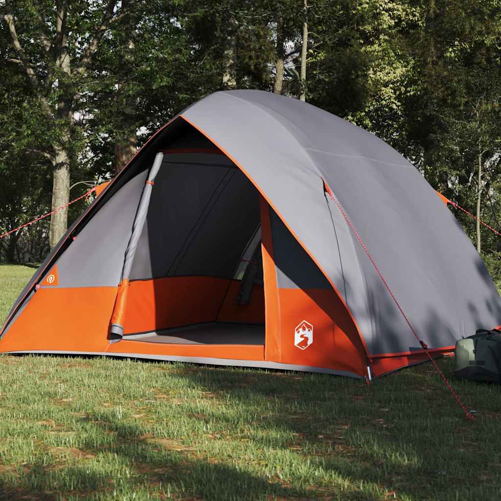 Camping Tent met dak Grijs en Oranje 320 x 275 x 190 cm taft