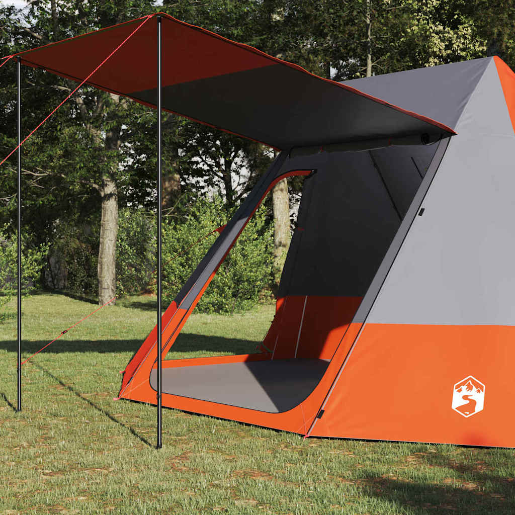 Camping Tent met dak Grijs en Oranje 482 x 360 x 227 cm taft