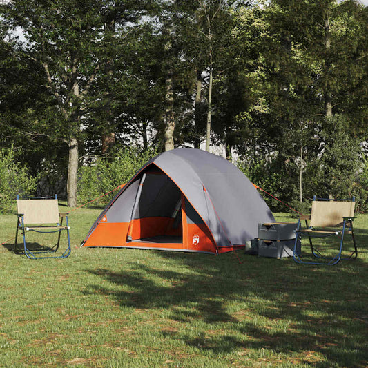 Camping Tent met dak Grijs en Oranje 275 x 230 x 140 cm taft