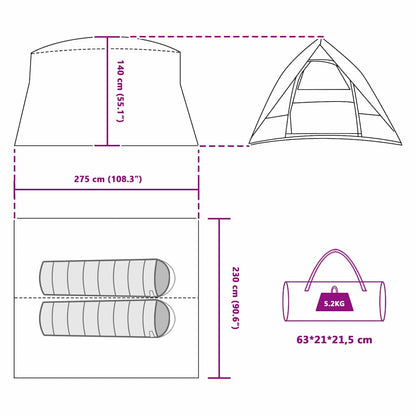 Camping Tent met dak Grijs en Oranje 275 x 230 x 140 cm taft