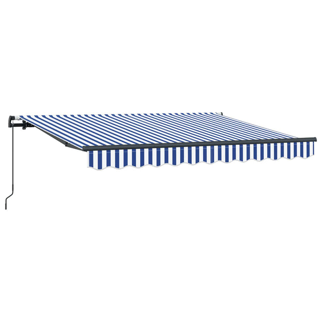 Inklapbaar Zonnescherm 250 X 200 Cm Stof Blauw En Wit (Anthraciet Frame)