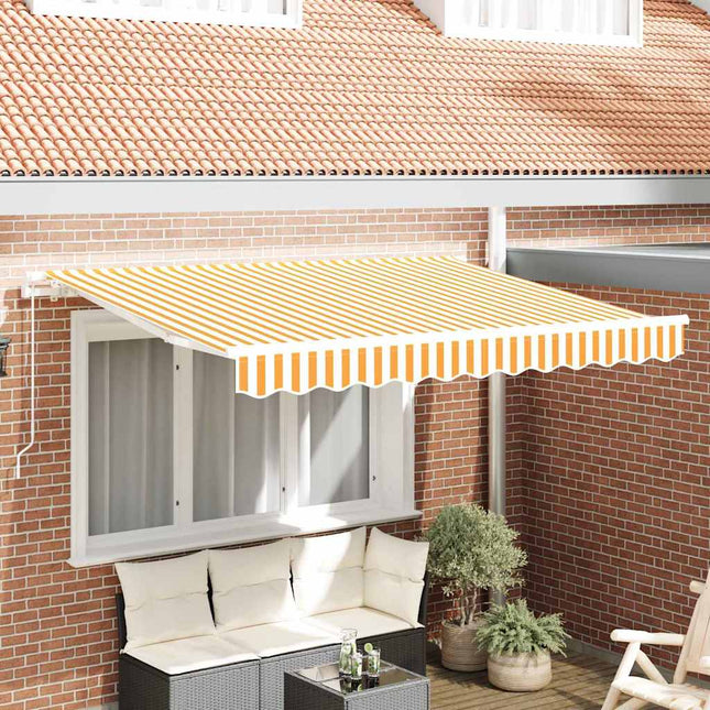 Inklapbaar Zonnescherm 250 X 200 Cm Stof Geel En Wit (Wit Frame)