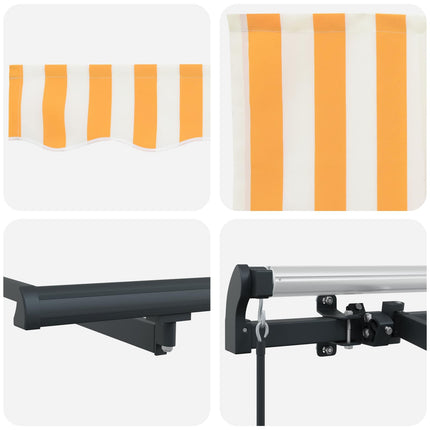 Inklapbaar Zonnescherm 250 X 200 Cm Stof Geel En Wit (Anthraciet Frame)