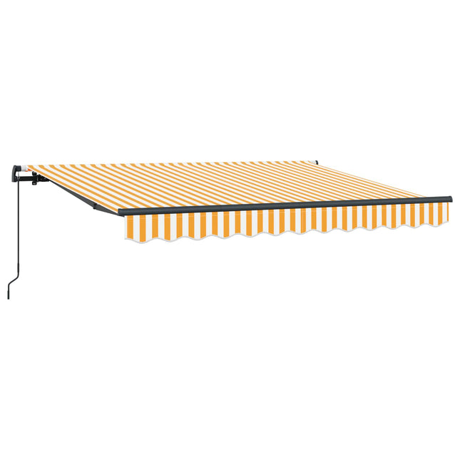 Inklapbaar Zonnescherm 250 X 200 Cm Stof Geel En Wit (Anthraciet Frame)