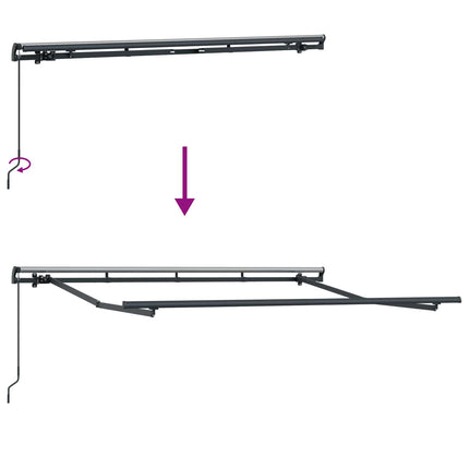 Inklapbaar Zonnescherm 250 X 200 Cm Stof Geel En Wit (Anthraciet Frame)