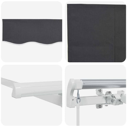 Inklapbaar Zonnescherm Antraciet 250 X 200 Cm Stof Antracietkleurig (Wit Frame)